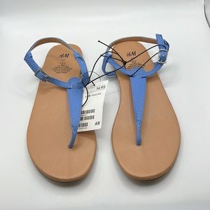 NWT H&M Sandals Thongs Shoes Blue Womens Size 6 37